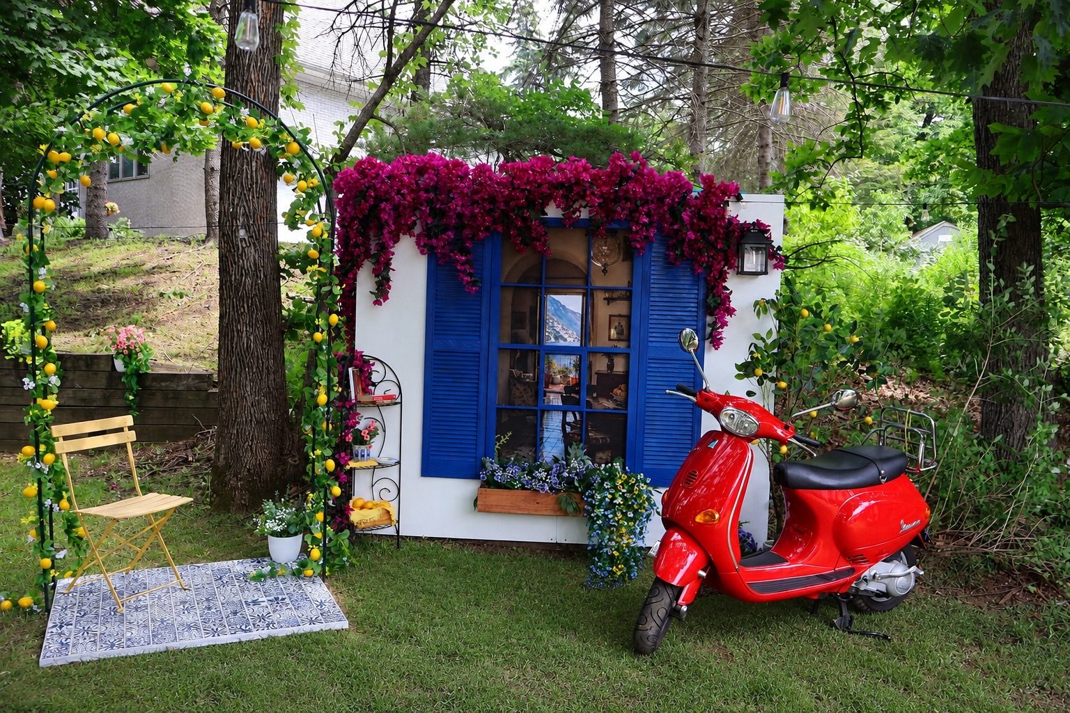Amalfi Photo Facade — Italian theme · Scooter & shutters by Arches & Aesthetics by Lisa