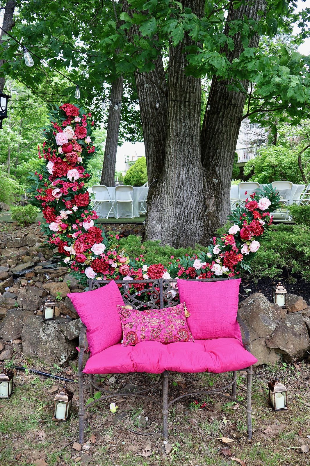 Garden Crescent Seat — Floral photo moment by Arches & Aesthetics by Lisa